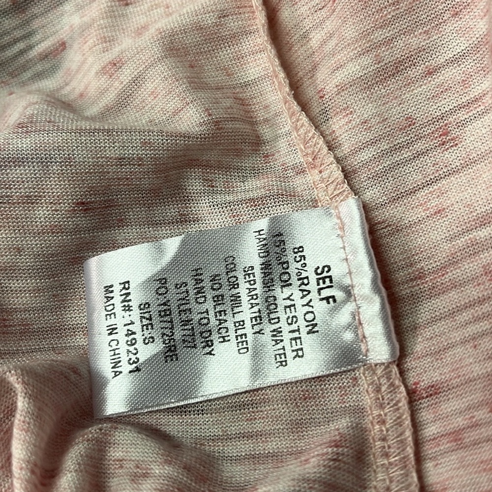 Kori Pink Space Dyed Patchwork Split Neck Oversized Short Sleeve Top - Picture 16 of 16